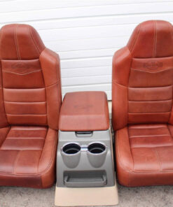 99-2010 FORD SD F250 F350 KING RANCH REAR LEATHER BUCKETS SEATS & CONSOLE WMOUNT