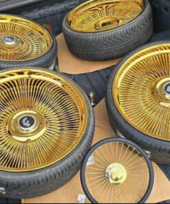 24x10 Forgiato All-Gold Wire Wheels – 5x5 Lug Pattern | Staggered Setup