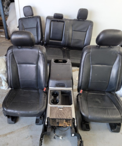 2017–2022 Ford F-250 / F-350 Front & Rear Seat Set w/ Console – Black Leather Bucket Seats
