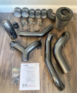 2015–2016 Ford 6.7 Powerstroke F250/F350 Pusher Piping Kit | J7 Magnetic Metallic Painted | 2-Piece Hot Side | Dual NPT Ports