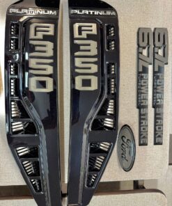 2023–2027 Ford F-350 Super Duty Power Stroke 6.7L Fender Side Vents + Door Emblems + Front Emblem | OEM Style Badge Upgrade