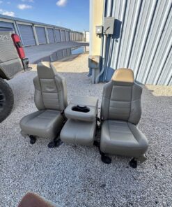 1999-2007 Ford F250 F350 Super Duty Lariat Crew Cab Grey Leather Front Seats & Center Console
